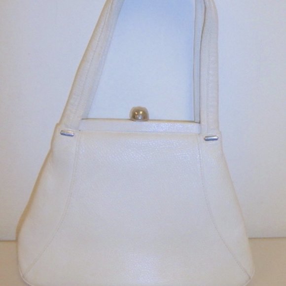 Vintage white designer leather handbag small - Picture 1 of 9